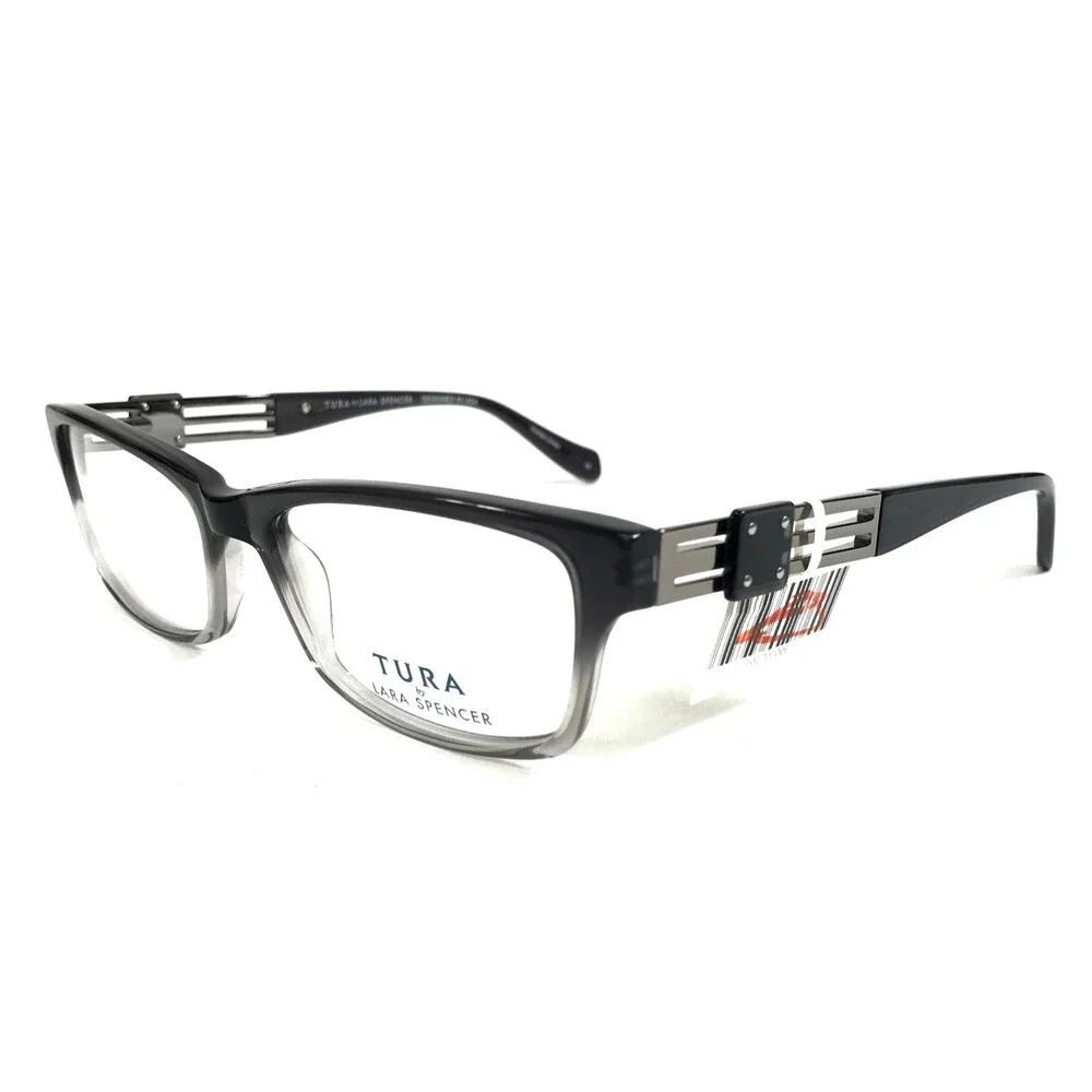 Tura by Lara Spencer Eyeglasses Frames LS117 GRY Gray Black Rectangle 54-17-140